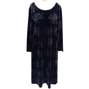 Talbots Dress Womens Small Petite Velvet Artsy Floral Vintage USA Whimsigoth